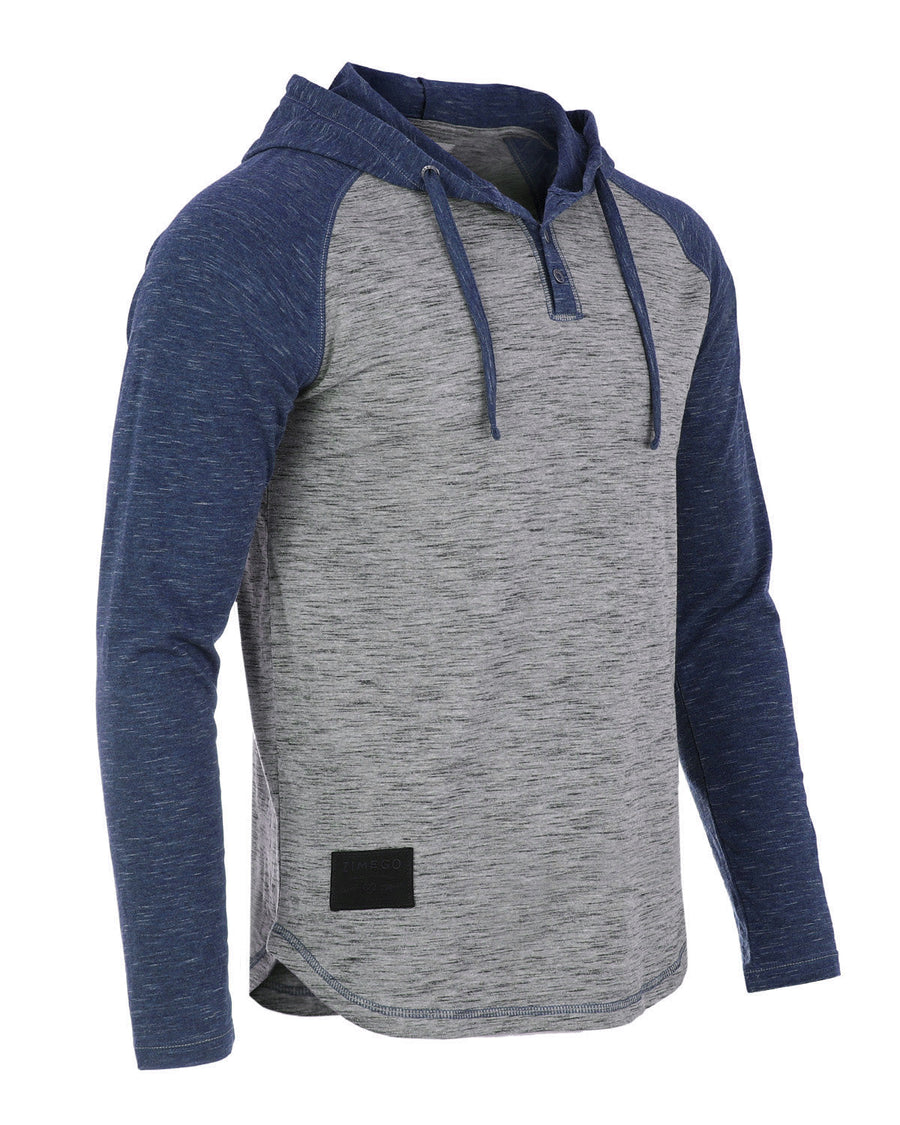 ZIMEGO Sudadera con capucha para hombre – Manga larga atlética casual activa Hip Hop botón raglán Henley camisa con capucha 