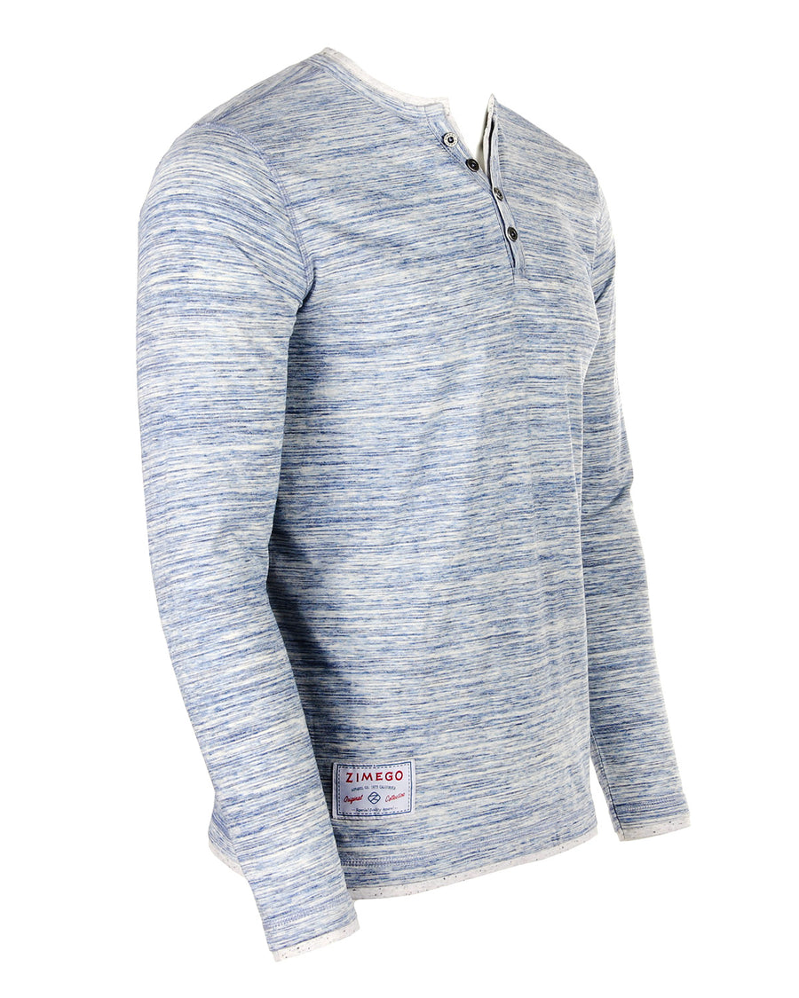 ZIMEGO Henley de moda con cuello en Y de doble capa y manga larga para hombre - ZGLS247