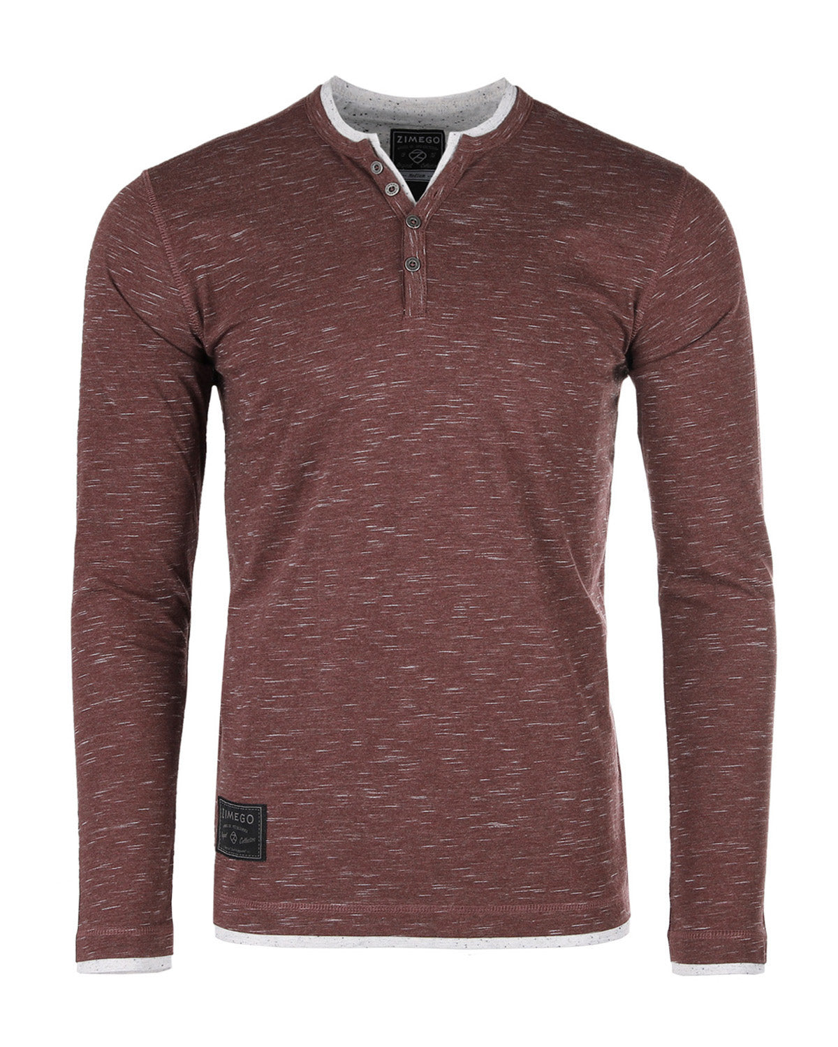 ZIMEGO Henley de moda con cuello en Y de doble capa y manga larga para hombre - ZGLS247