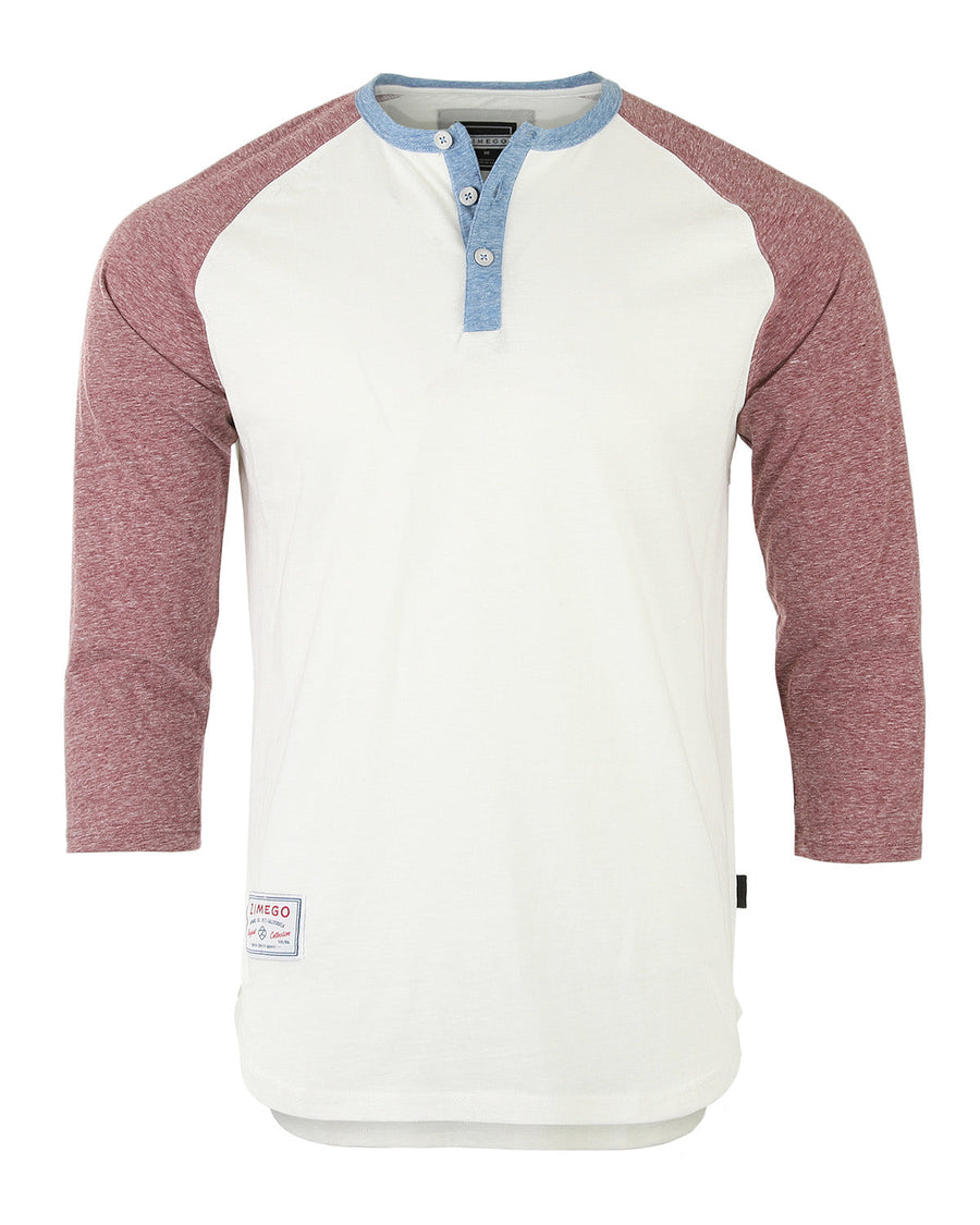 ZIMEGO Camisas Henley raglán retro de béisbol de manga 3/4 para hombre 