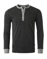 ZIMEGO Camisas Henley casuales de manga larga con botones en contraste y puños en el cuello para hombre 