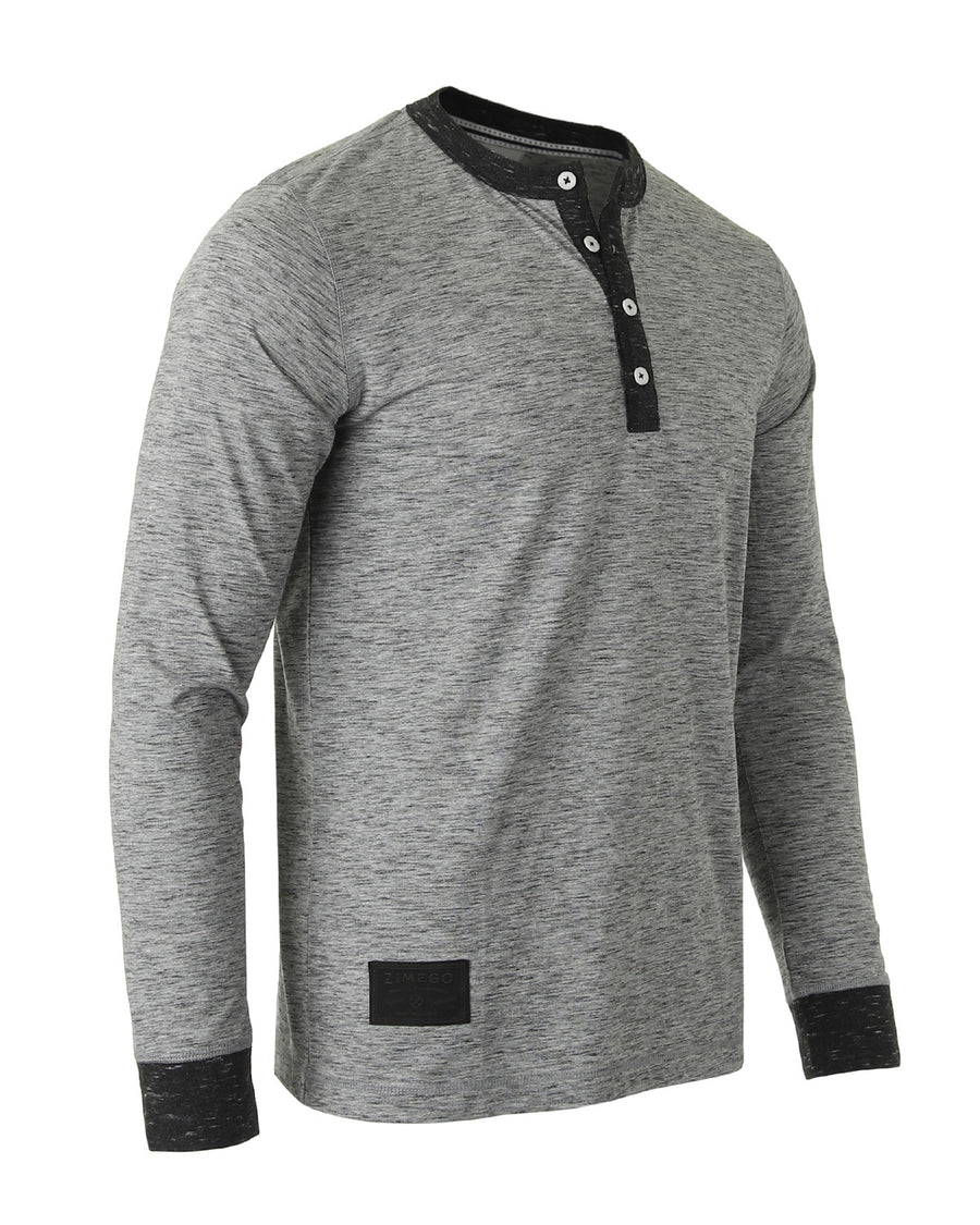 ZIMEGO Camisas Henley casuales de manga larga con botones en contraste y puños en el cuello para hombre 