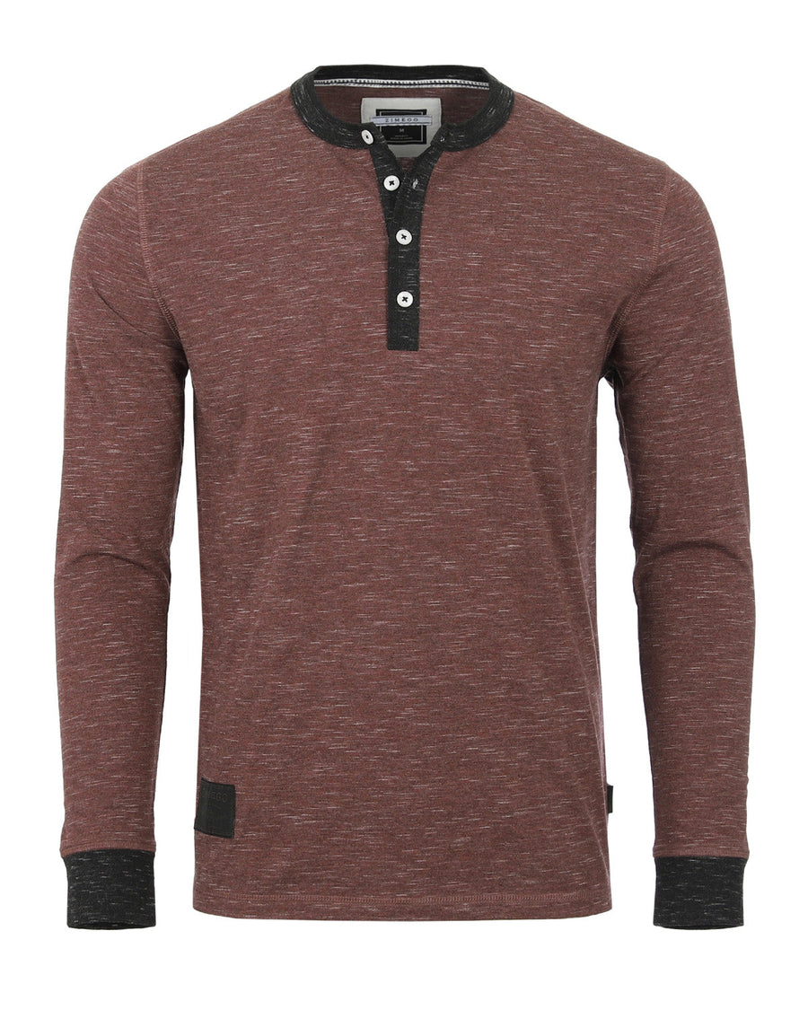 ZIMEGO Camisas Henley casuales de manga larga con botones en contraste y puños en el cuello para hombre 