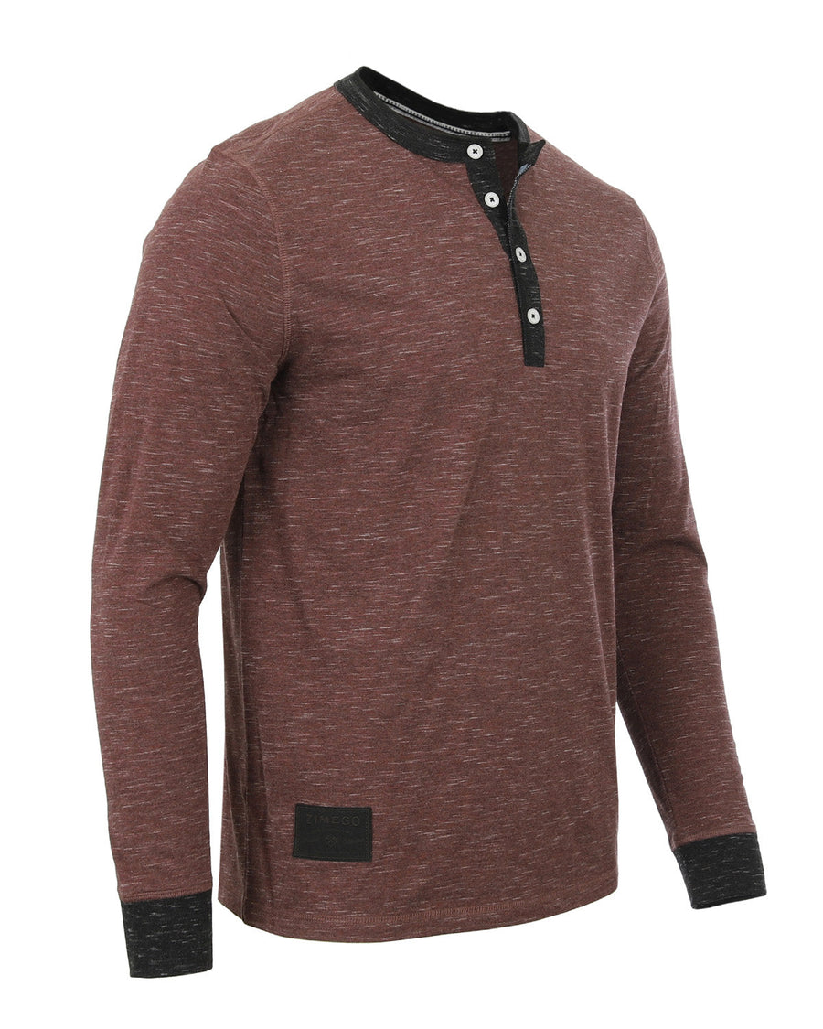 ZIMEGO Camisas Henley casuales de manga larga con botones en contraste y puños en el cuello para hombre 