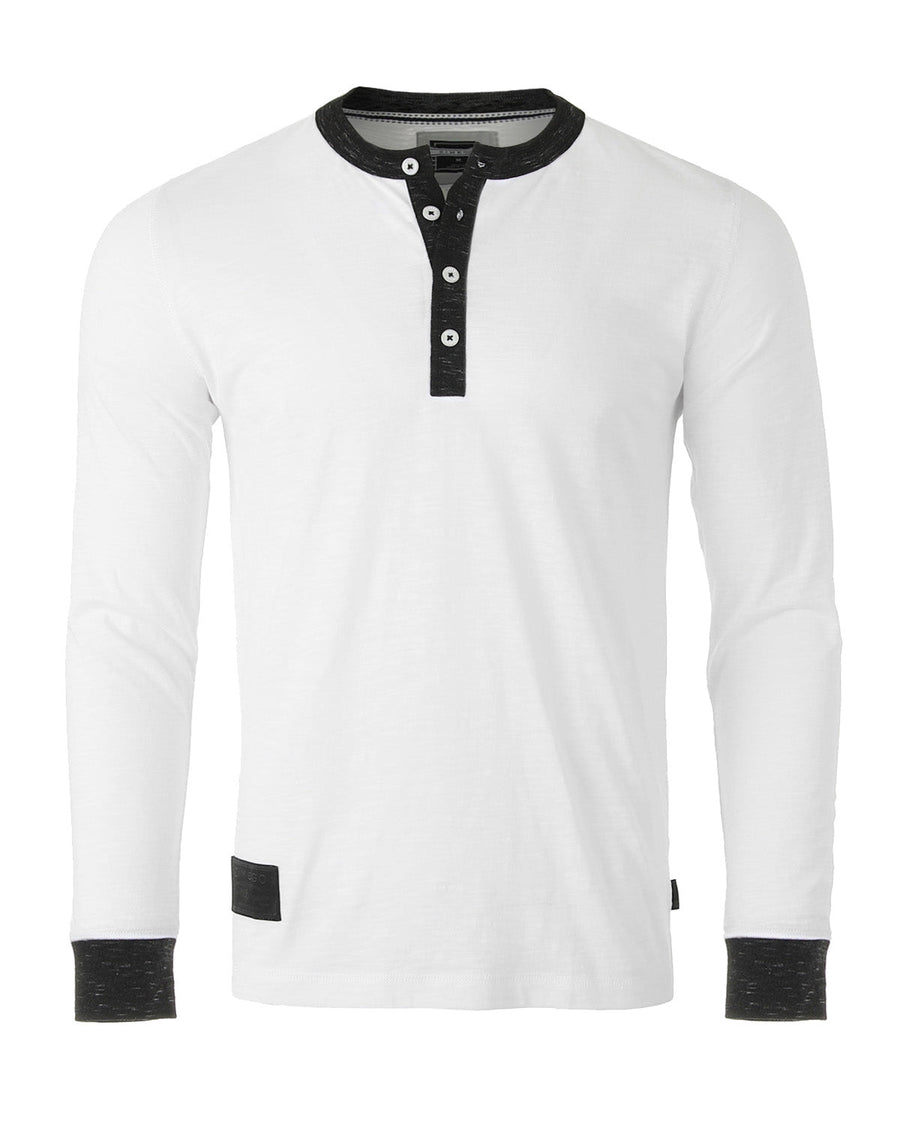 ZIMEGO Camisas Henley casuales de manga larga con botones en contraste y puños en el cuello para hombre 