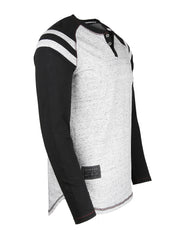 ZIMEGO Henley raglán raglán de manga larga con rayas atléticas para hombre - ZGLS555