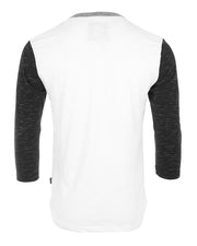 ZIMEGO Henley de béisbol blanco y negro de manga 3/4 para hombre - Camisas casuales con botones atléticos y cuello redondo 