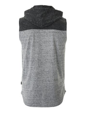 ZIMEGO Men's Color Block Sleeveless Pullover Kangaroo Pocket Workout Hooded Tank - 051