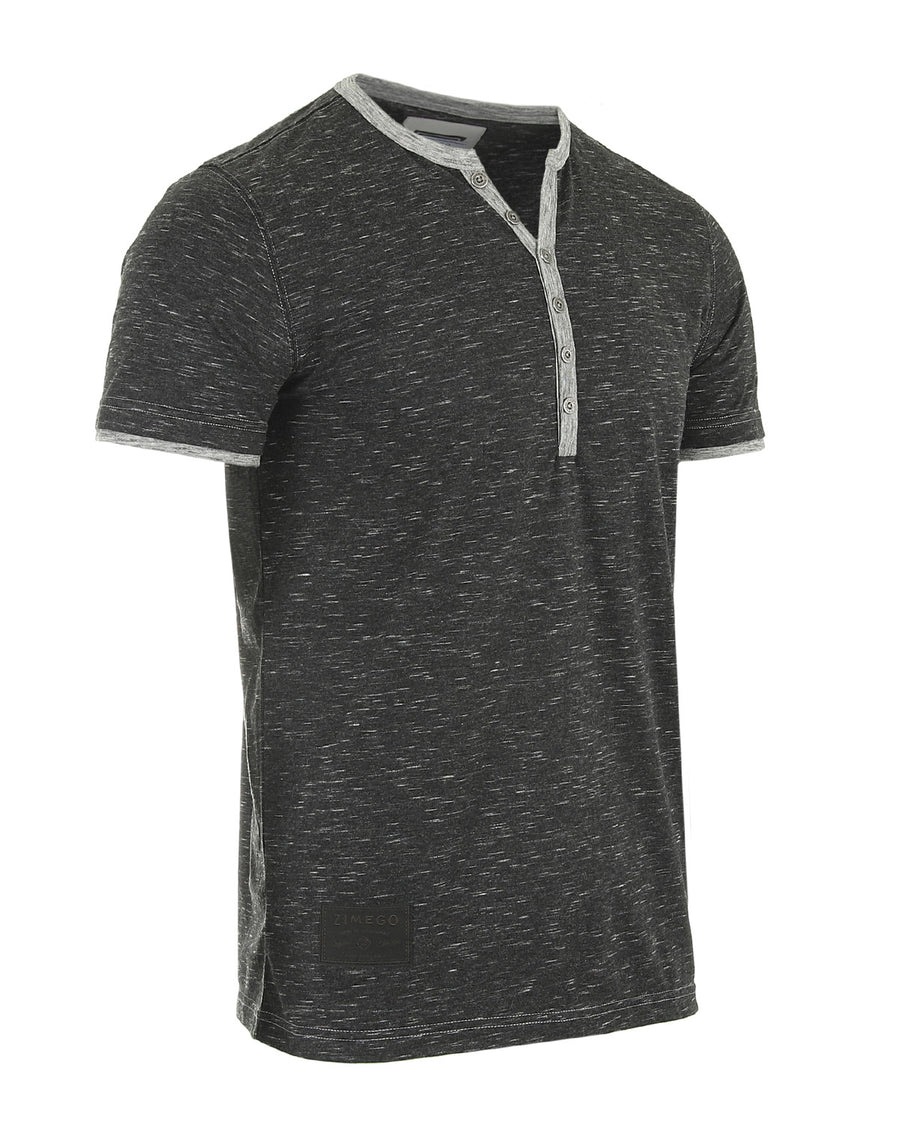 SHORT SLEEVE CONTRAST HEM HENLEY