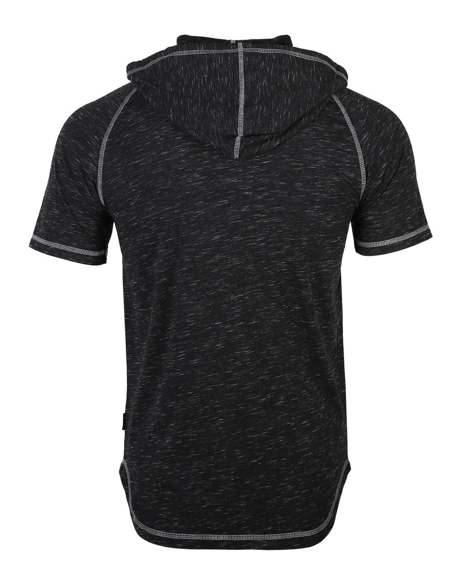 ZIMEGO Men's Short Sleeve Raglan Hoodie Round Bottom Semi Longline T-Shirt