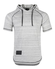 ZIMEGO Sudadera con capucha raglán de manga corta para hombre con bloques de color y dobladillo curvado 